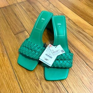 Green Zara heels. NWT. Originally purchased for $69.90